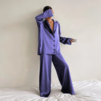 Ultra-Luxe Women’s Silk Wide-Leg Pajama Set Lila