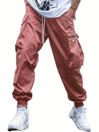 Men's Cargo Joggers with Multi-Pockets Coral