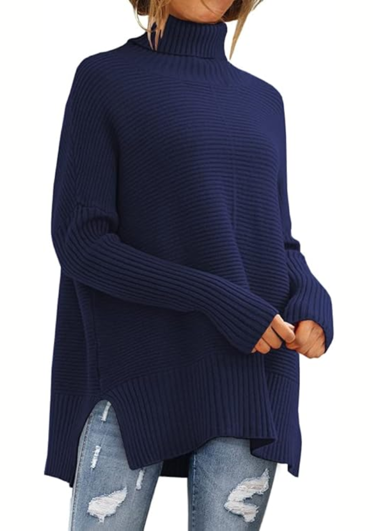 Women's Elegant Turtleneck Sweater Navy Blue