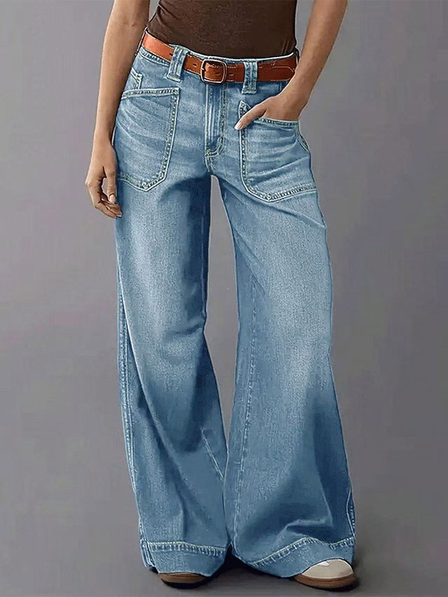 Damen Jeanshose mit weitem Bein und lockerem Schnitt