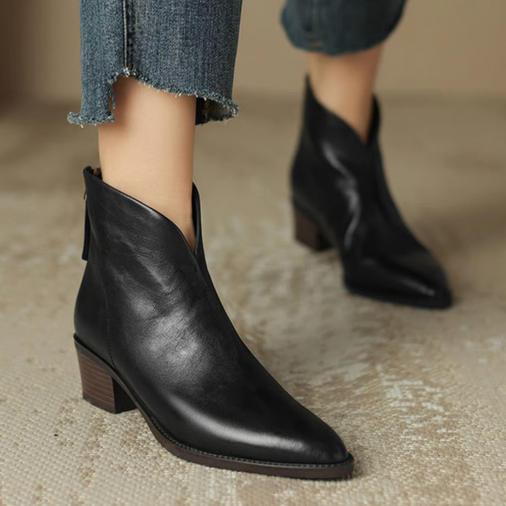 Women's Low-Heel Ankle Boots Black