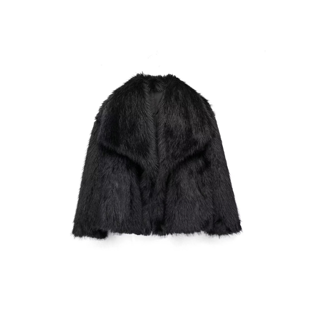 Faux Fur Jacket for Women Black