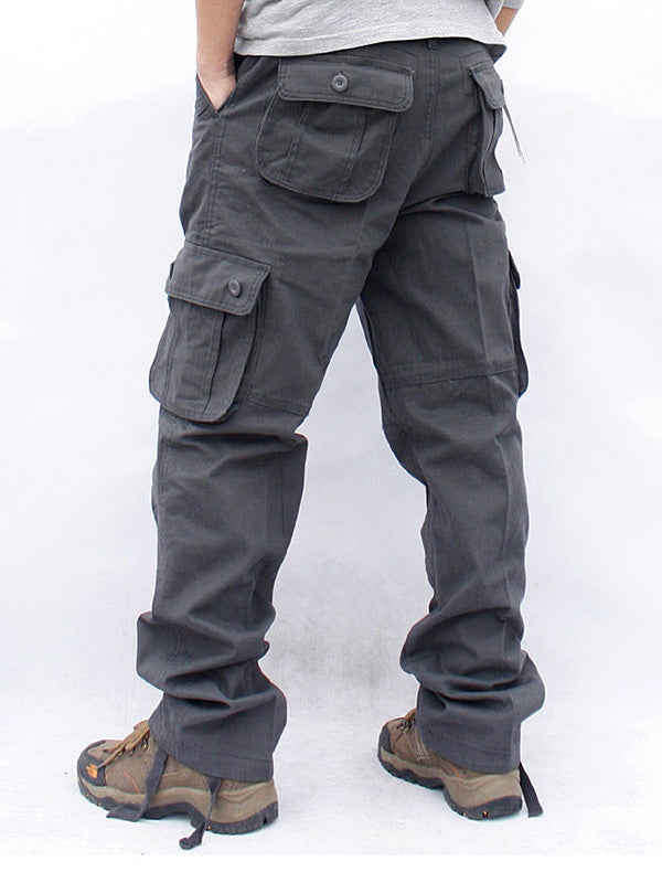 Men's Casual Straight Cargo Pants with 6 Pockets