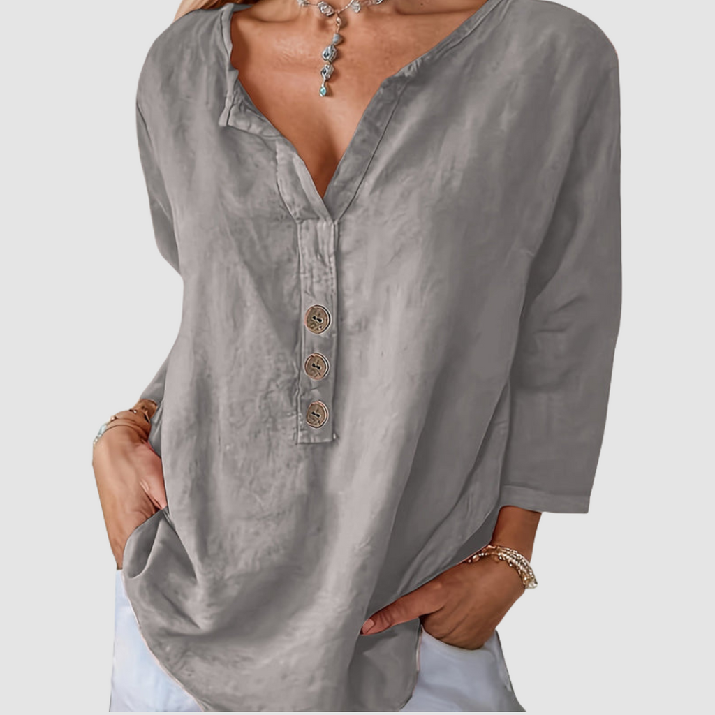 Women's Elegant Button Blouse Gray