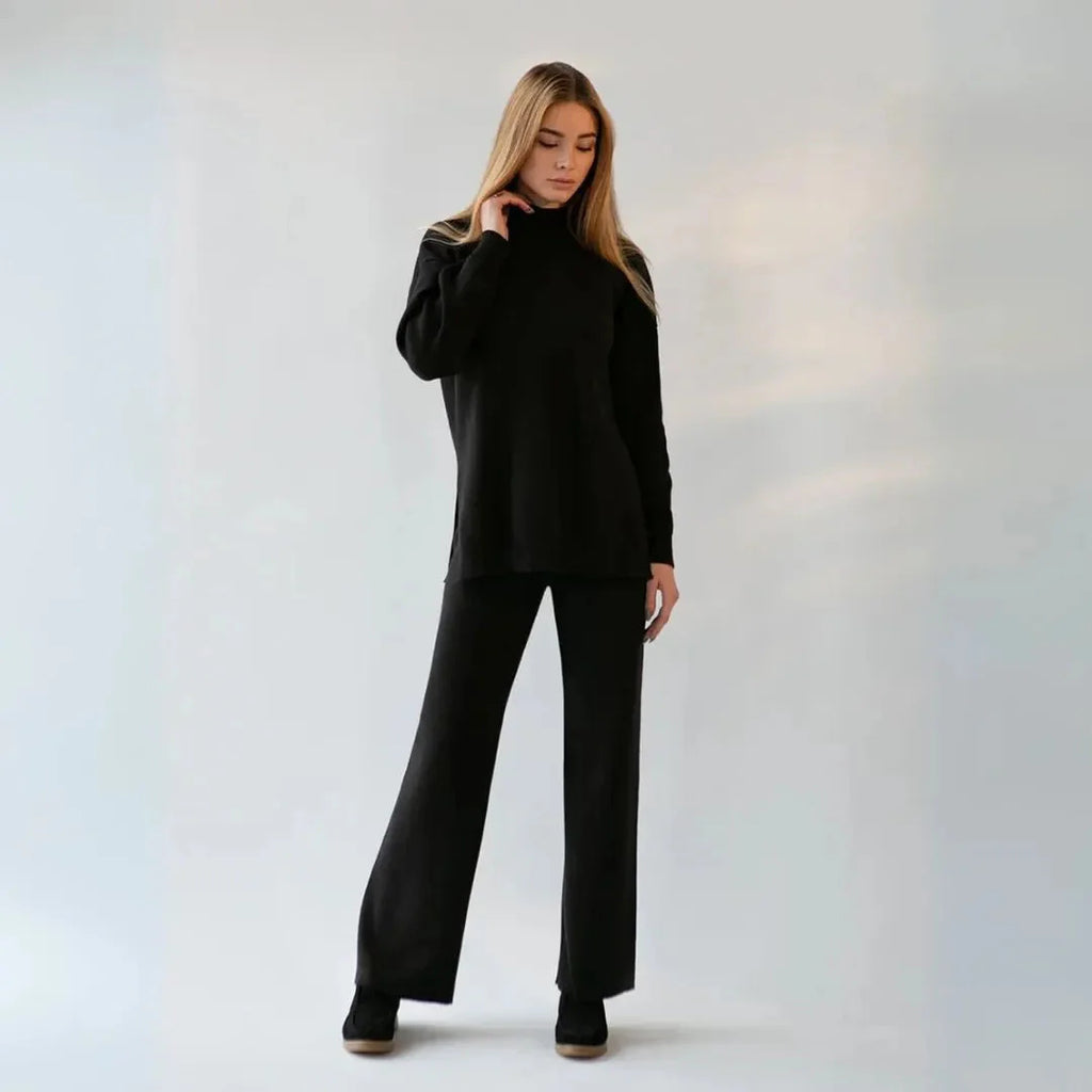 Cozy Knit Loungewear Set for Ultimate Comfort Black