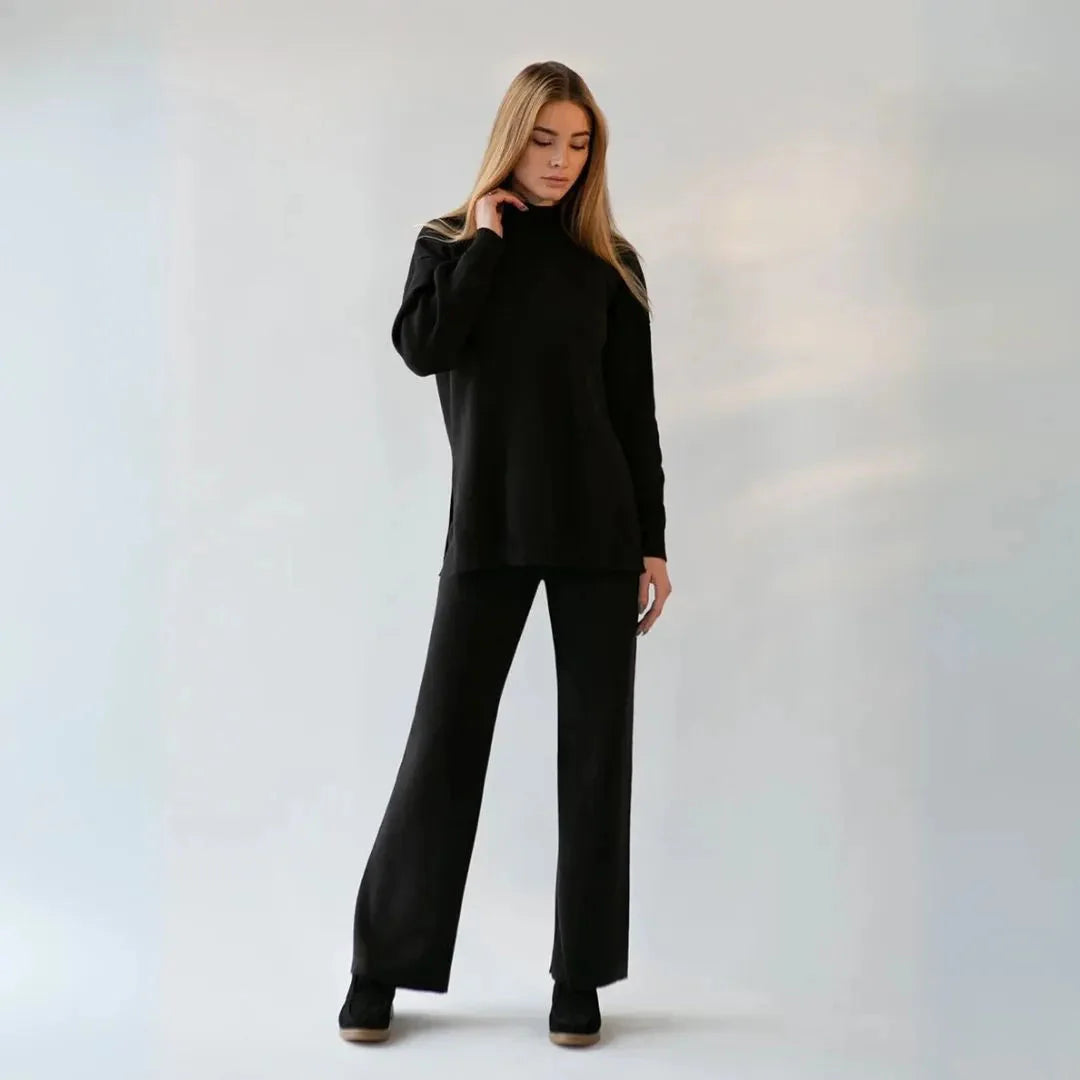 Cozy Knit Loungewear Set for Ultimate Comfort Black