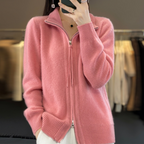 Cozy Wool Cashmere Zip Cardigan Pink