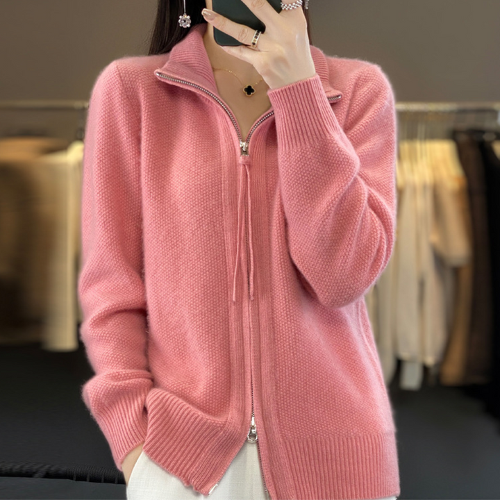 Cozy Wool Cashmere Zip Cardigan-MODAUTLET