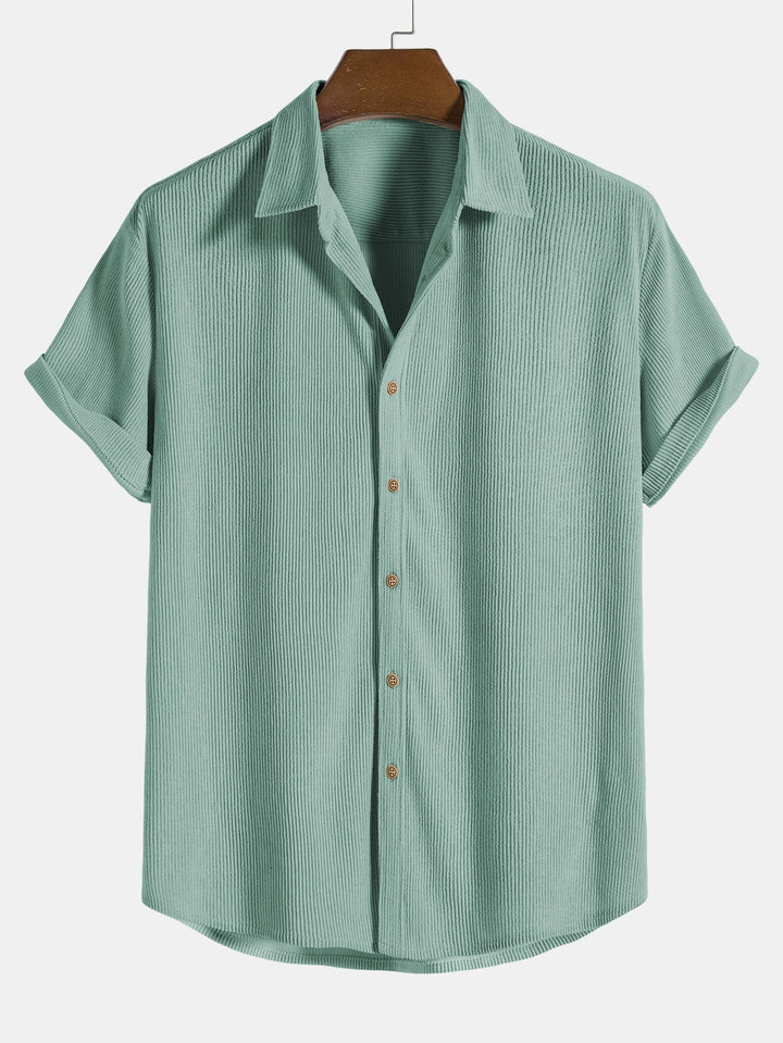 Conjunto de Camisa y Pantalones Cortos de Verano para Hombre - Atuendo Elegante de Dos Piezas