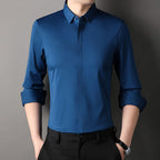 Edward | Premium Stretch-Fit Shirt Dark Blue