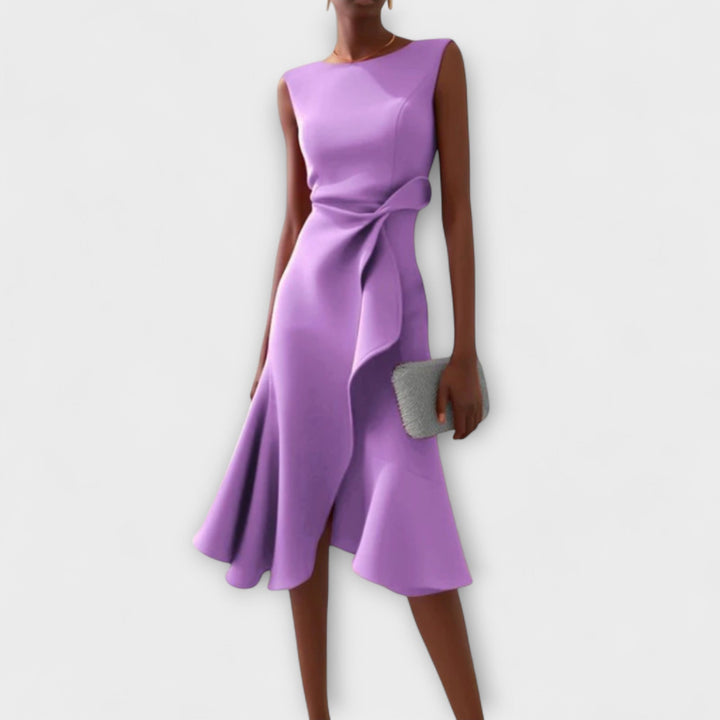 Drapiertes asymmetrisches Midikleid für Damen