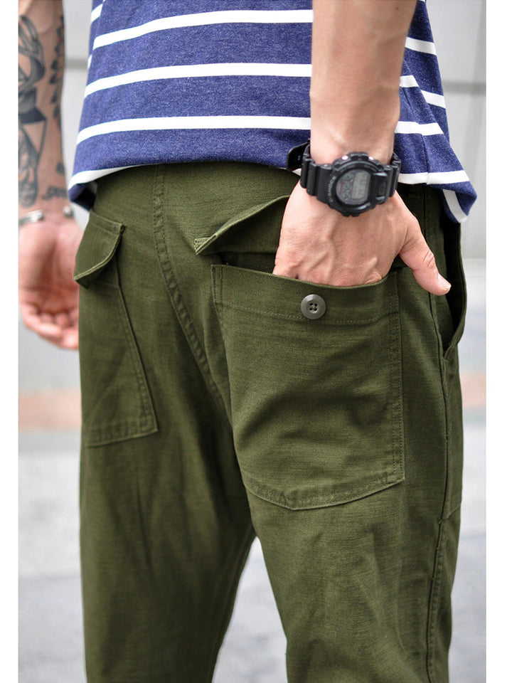 Men's Straight Casual Pants Inspired by Military Fatigue Style