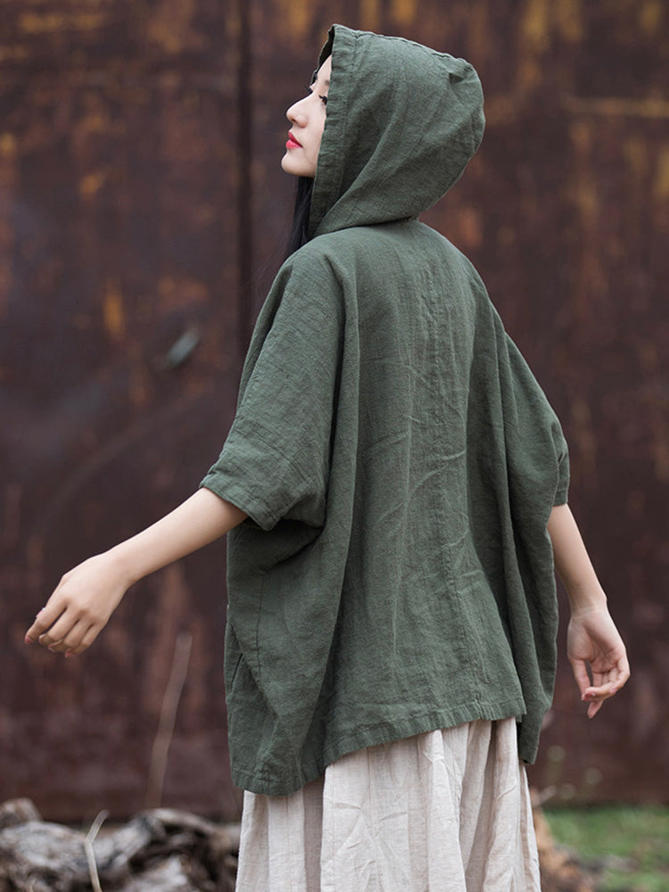 Damen Oversize Hoodie aus Baumwolle und Leinen für den Alltag
