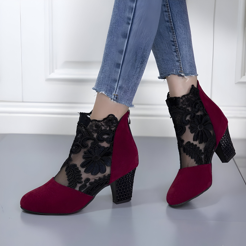 Women's Elegant Ankle Strap Heels Red