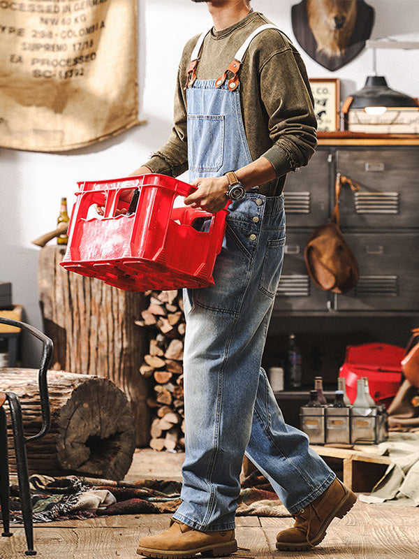 Men's Classic Denim Work Overalls