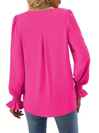 Women's Versatile V-Neck Pleated Top