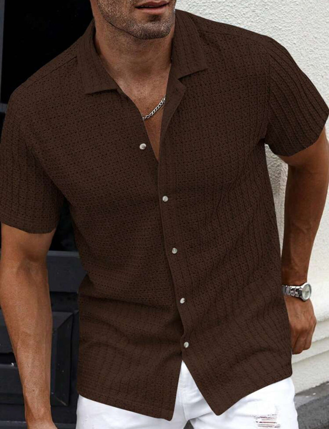 Men's Slim Fit Short Sleeve Casual Shirt For Everyday Wear-MODAUTLET