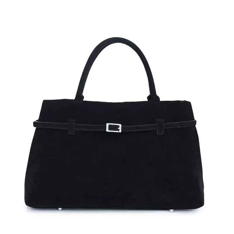 Versatile Suede Tote Bag for Everyday Use and Travel Black