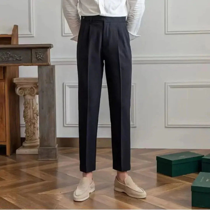 High Waist Buckle Pleated Trousers for Women-MODAUTLET