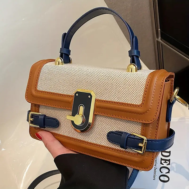 Chic Canvas & Leather Trim Crossbody Bag-MODAUTLET