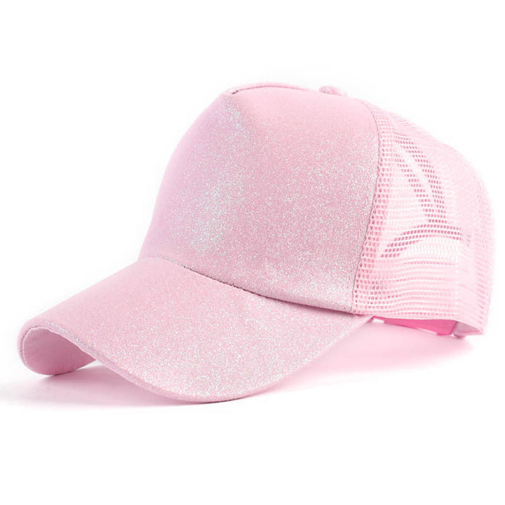 Gorra de béisbol snapback con cola de caballo y lentejuelas para estilo hip-hop