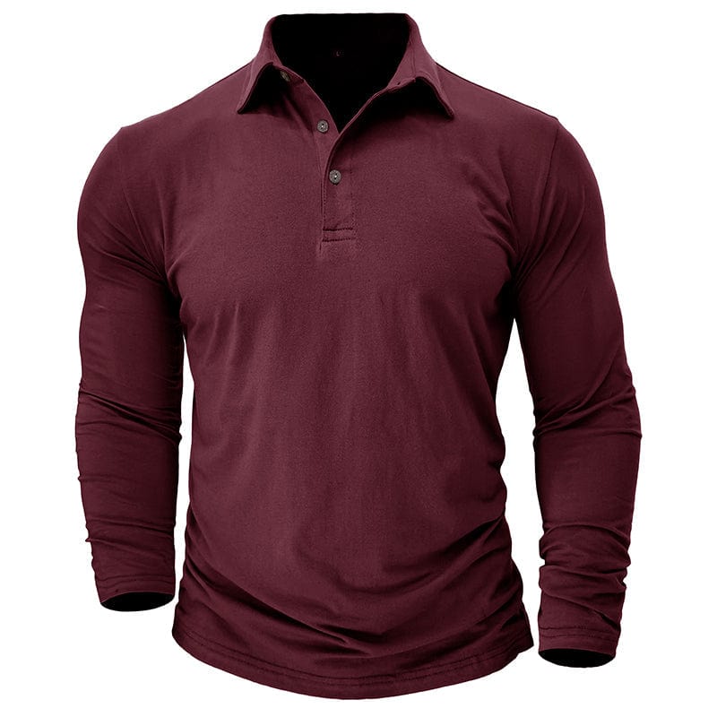Men's Muscle Fit Long Sleeve Polo Shirt-MODAUTLET