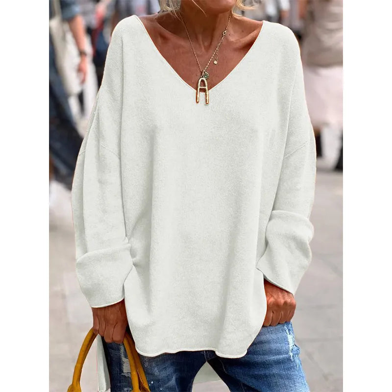 Women's Modern V-Neck Blouse White