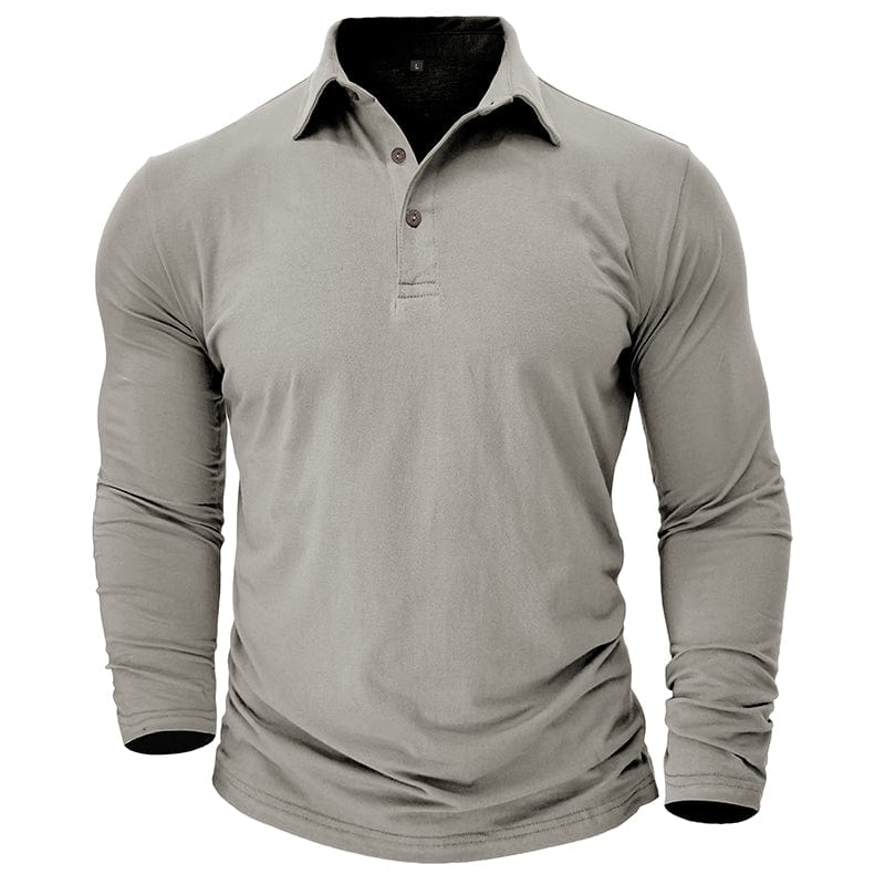 Men's Muscle Fit Long Sleeve Polo Shirt-MODAUTLET