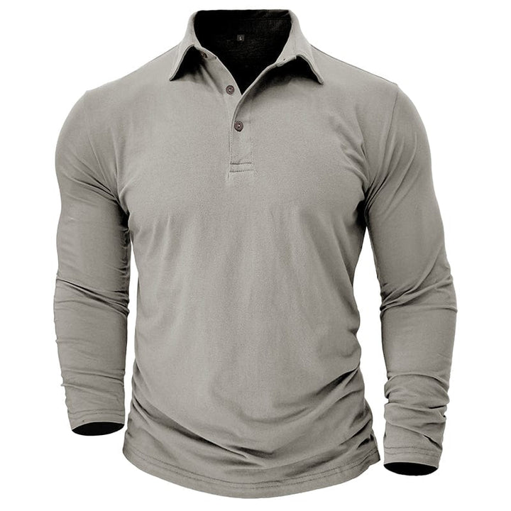 Men's Muscle Fit Long Sleeve Polo Shirt-MODAUTLET