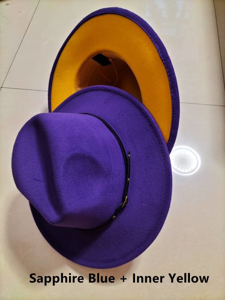 Chapeau Fedora en laine à blocs de couleur élégant pour hommes et femmes