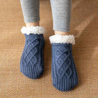 Cozy Non-Slip Plush Knitted Floor Socks for Women - Warm Winter Home Essentials Glazed blue
