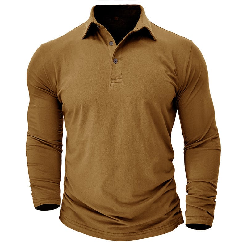 Men's Muscle Fit Long Sleeve Polo Shirt-MODAUTLET