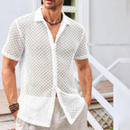 Men's Summer Mesh Short Sleeve Shirt White