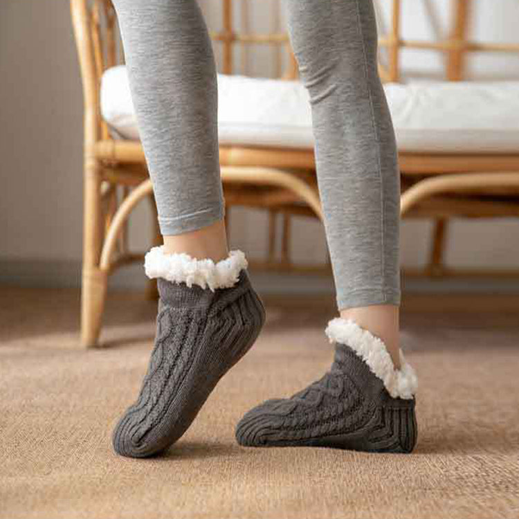 Cozy Non-Slip Plush Knitted Floor Socks for Women - Warm Winter Home Essentials