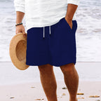 Mens Breathable Striped Drawstring Summer Shorts For Men Navy Blue