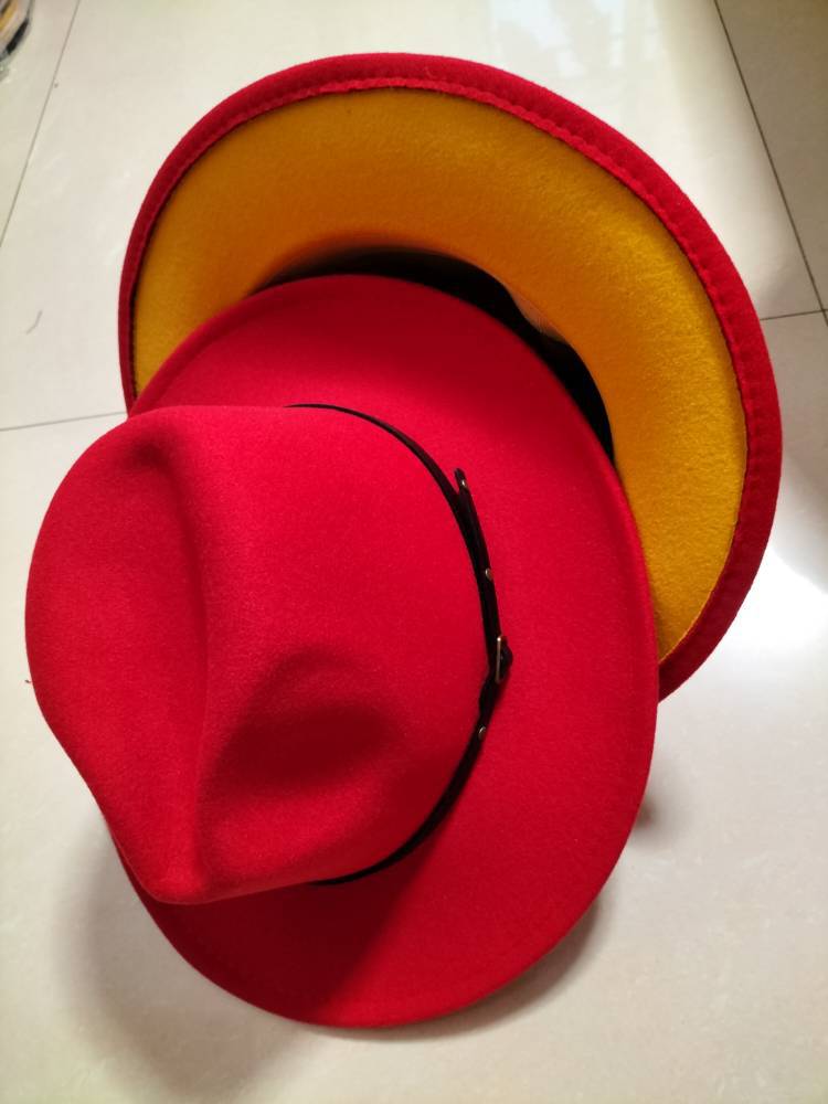 Chapeau Fedora en laine à blocs de couleur élégant pour hommes et femmes