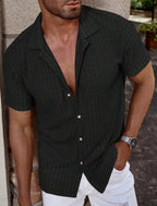 Men's Slim Fit Short Sleeve Casual Shirt For Everyday Wear Black