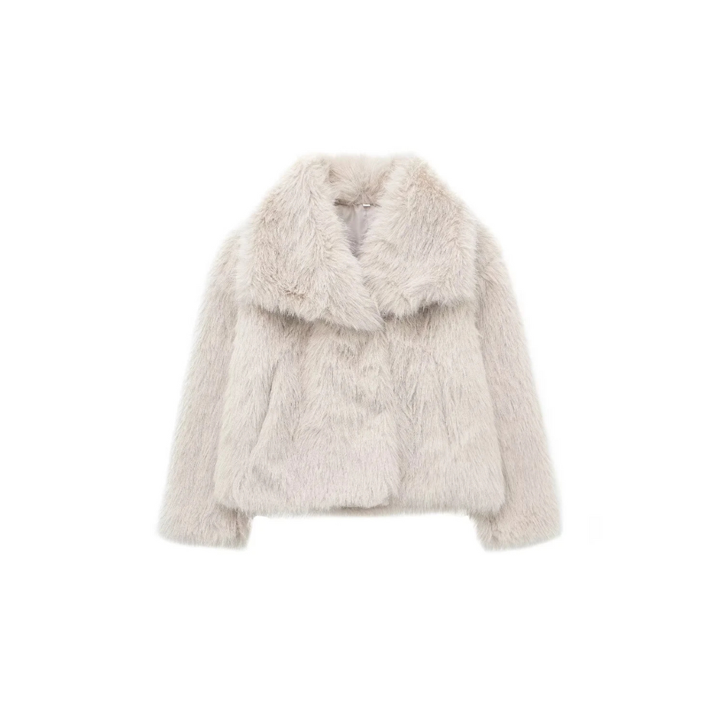 Faux Fur Jacket for Women Beige