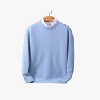 Men's Cozy Cashmere Loose Fit Sweater - Soft Knit for Everyday Warmth Light blue