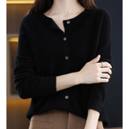 Cozy Cashmere Blend Wool Cardigan for Women Black