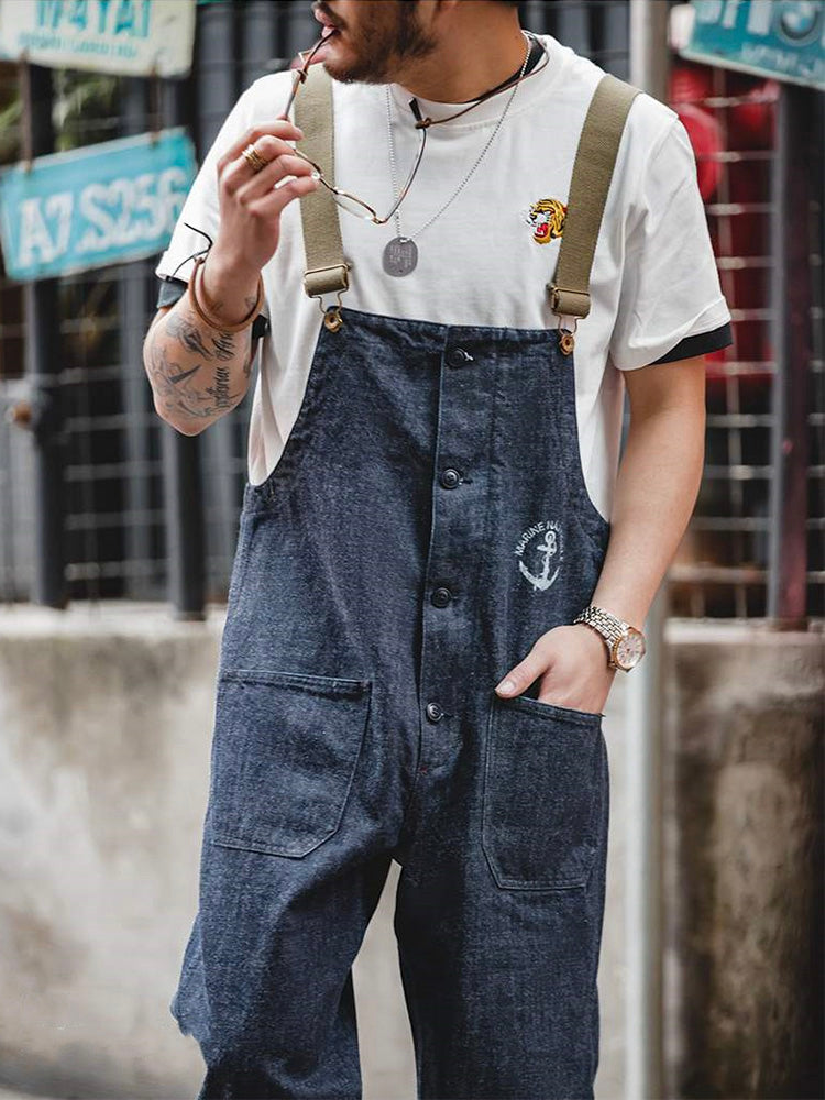 Men's Retro Navy Deck Overalls