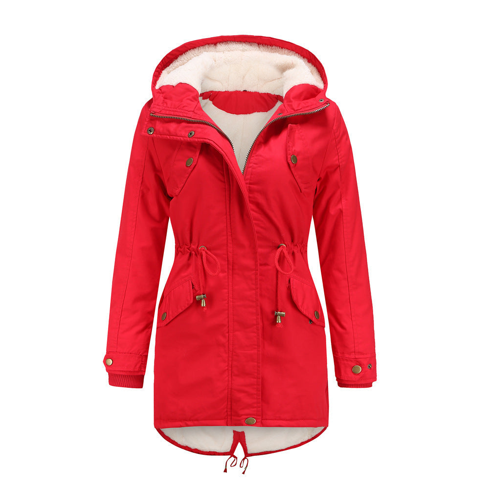 Insulated Fleece-Lined Winter Parka Jacket Red