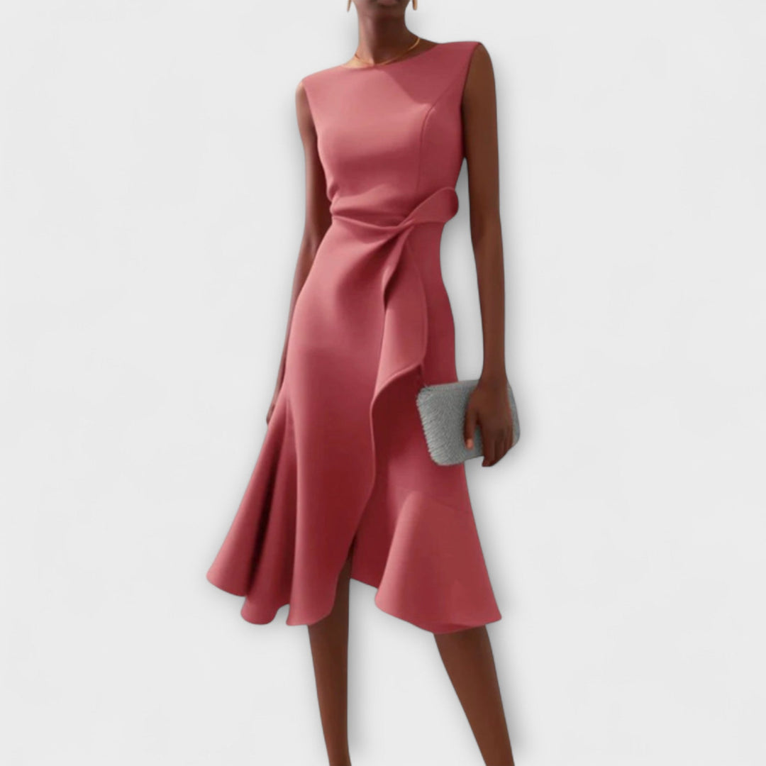 Drapiertes asymmetrisches Midikleid für Damen