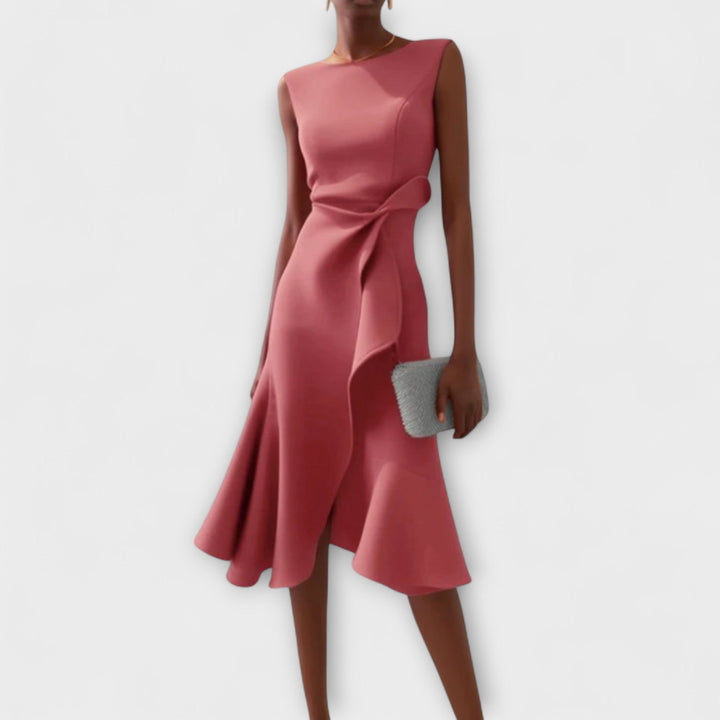 Drapiertes asymmetrisches Midikleid für Damen