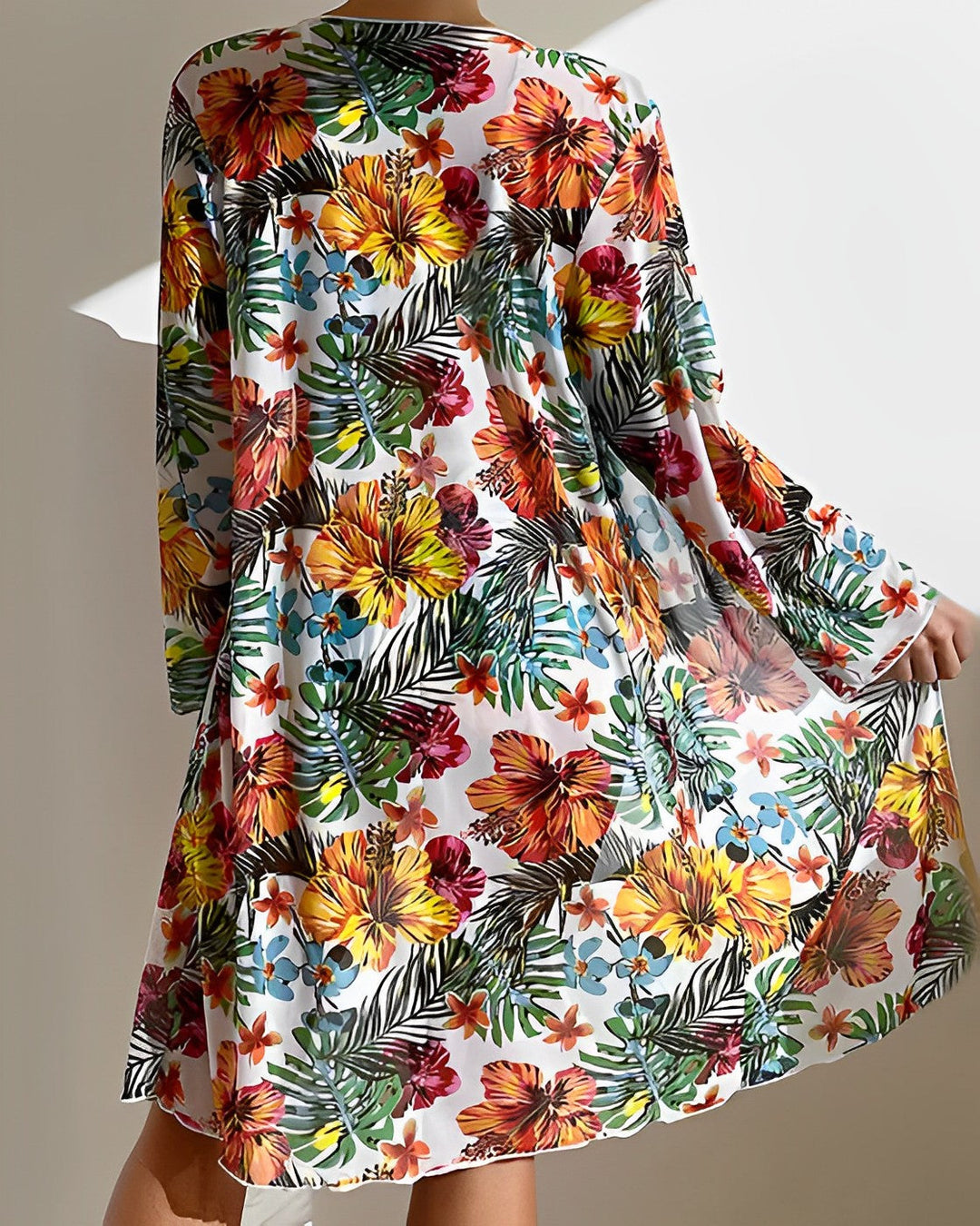 Women's Tropical Print Bikini Set with Cover-Up-MODAUTLET