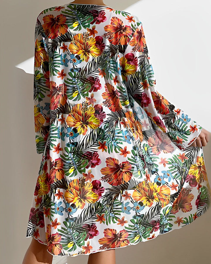 Women's Tropical Print Bikini Set with Cover-Up-MODAUTLET