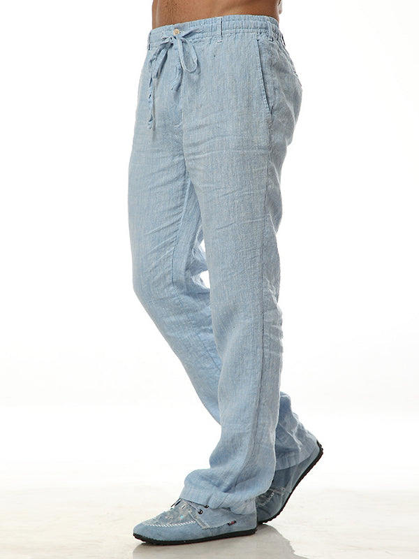 Men's Relaxed Fit 100% Linen Casual Pants