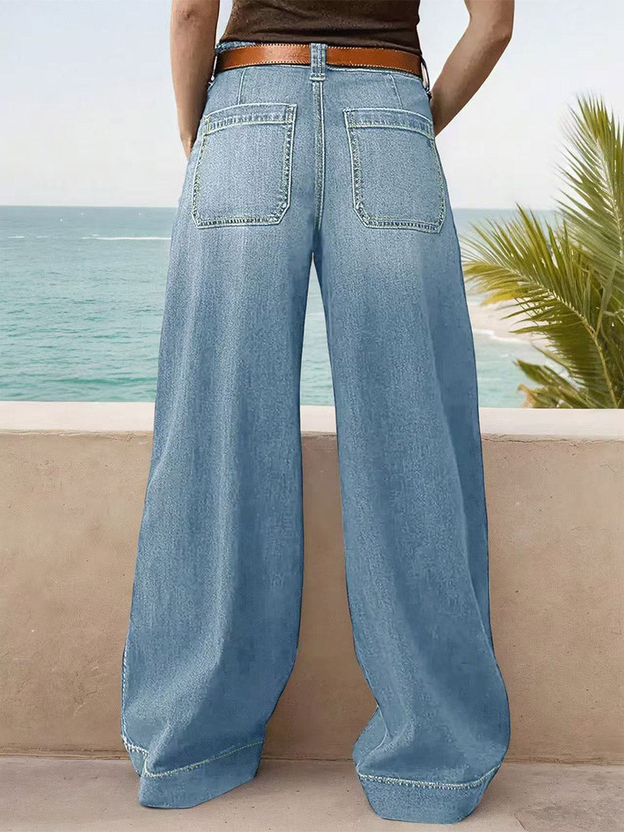 Damen Jeanshose mit weitem Bein und lockerem Schnitt
