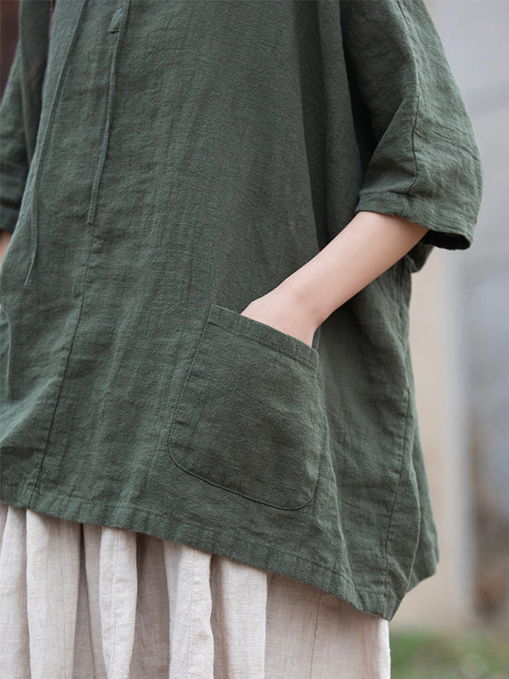 Damen Oversize Hoodie aus Baumwolle und Leinen für den Alltag