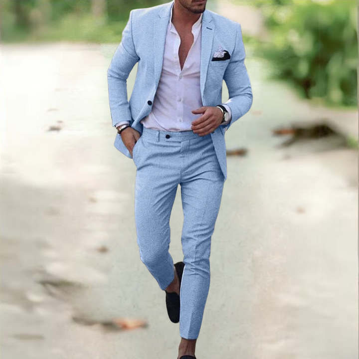Breathable Linen Suit For Men Summer Two Piece Outfit-MODAUTLET
